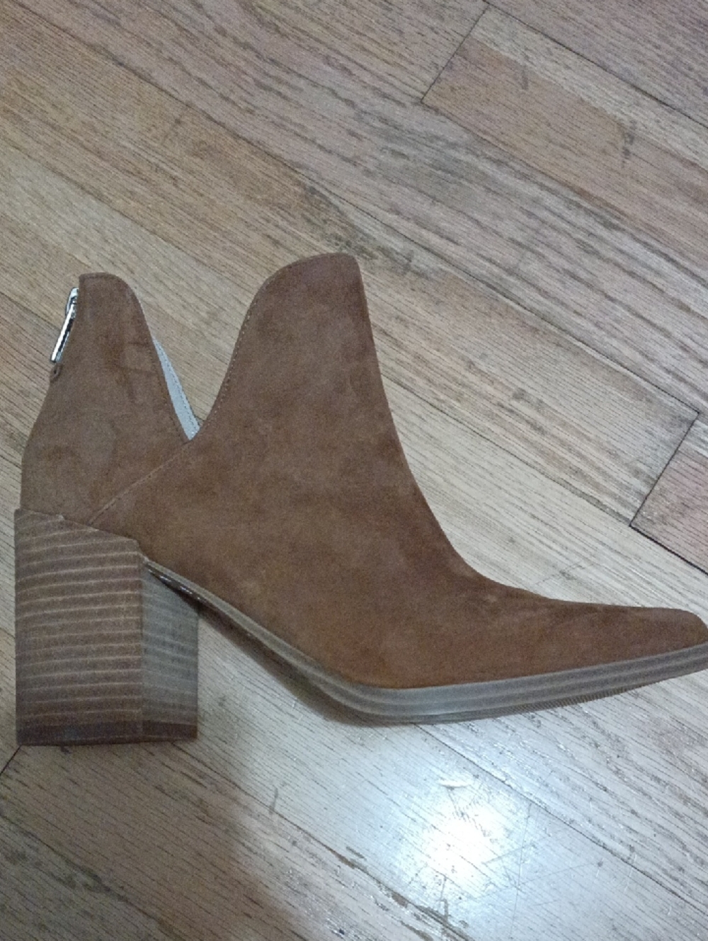 Steve Madden Tan Suede Cutout Block Heel Booties